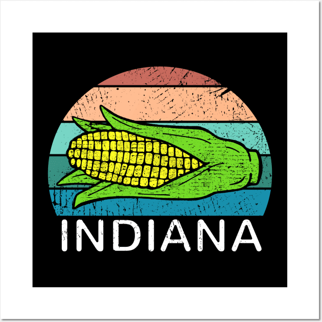 Indiana Hoosier Retro Sunset Corn Wall Art by Downtown Rose